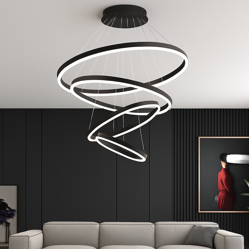 Lustre — Moderne à anneaux ronds en LED pour décoration intérieure