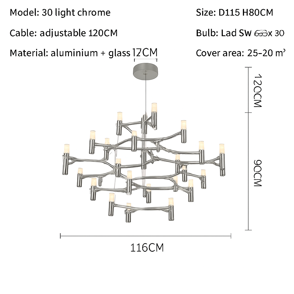 Lustre — Moderne de luxe en métal éclairage suspendu réglable