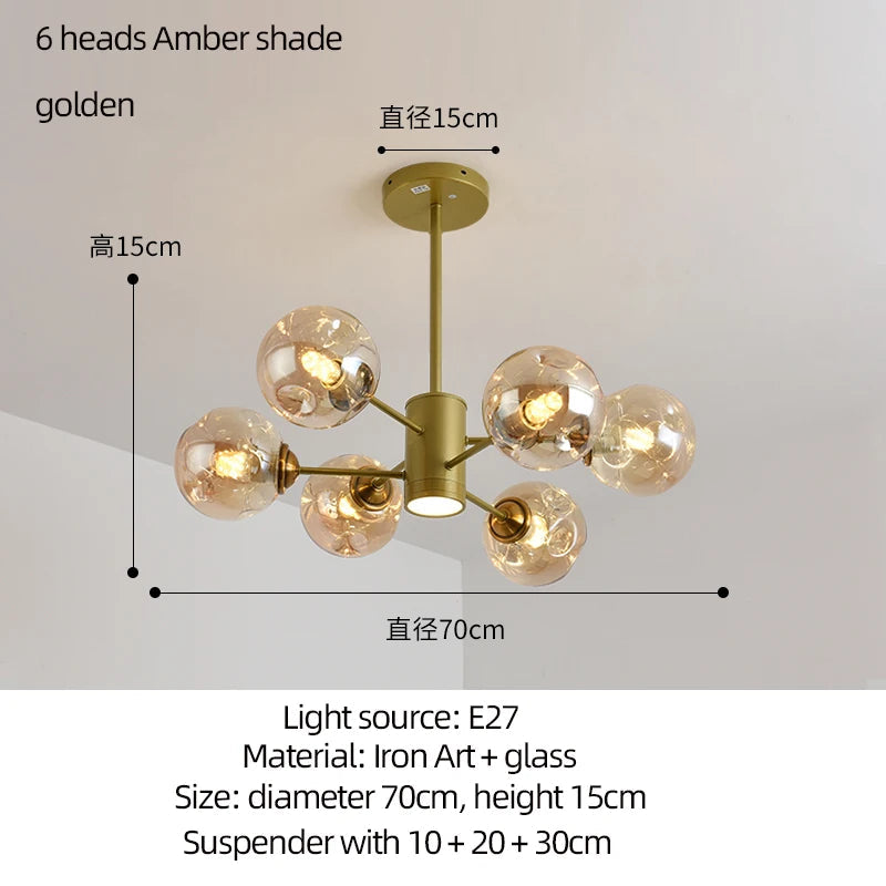 Lustre — Moderne design haricot magique en verre intérieur