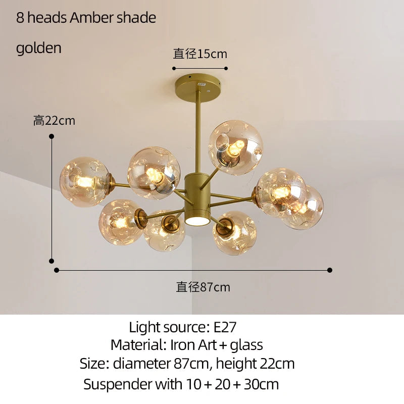Lustre — Moderne design haricot magique en verre intérieur