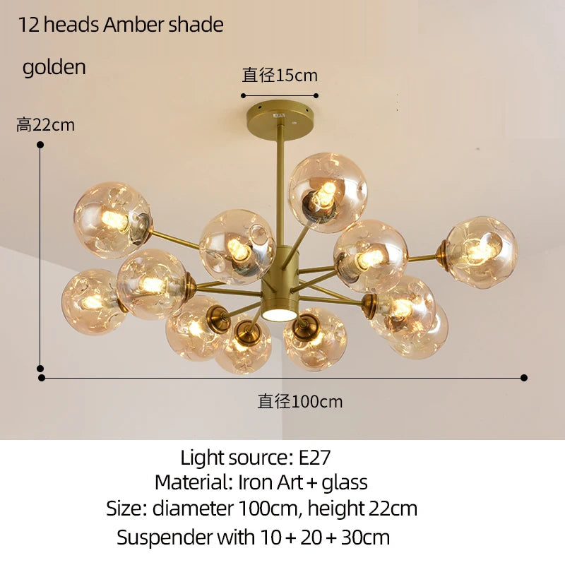 Lustre — Moderne design haricot magique en verre intérieur