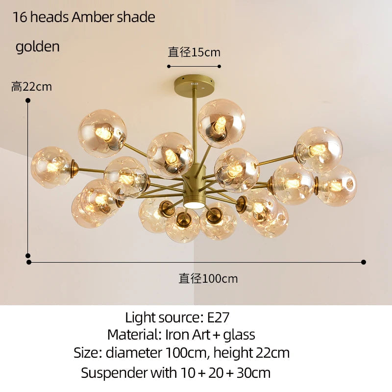 Lustre — Moderne design haricot magique en verre intérieur