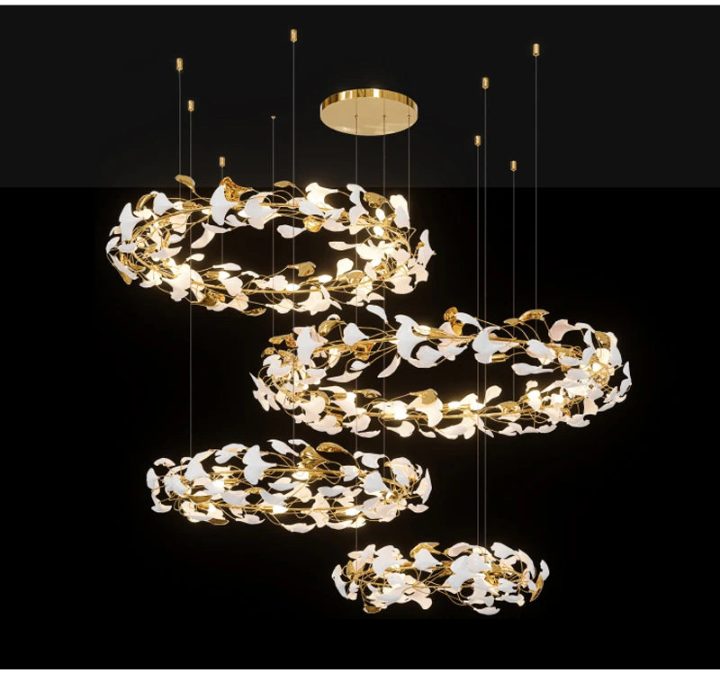 Lustre — Moderne en céramique avec pétales de LED