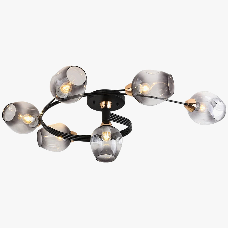 Lustre — Moderne nordique en spirale en verre et fer