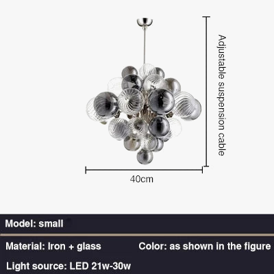 Lustre — Nordique créatif en fer et bulles de verre