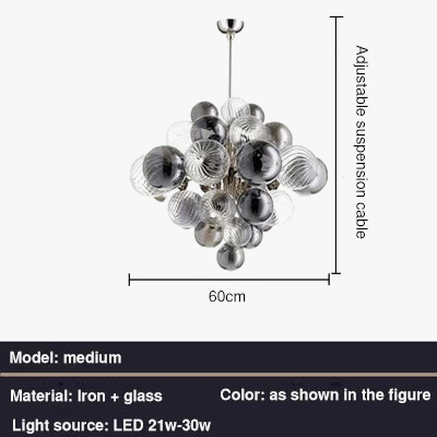 Lustre — Nordique créatif en fer et bulles de verre