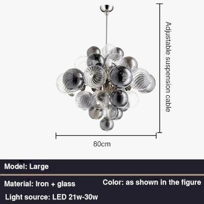 Lustre — Nordique créatif en fer et bulles de verre
