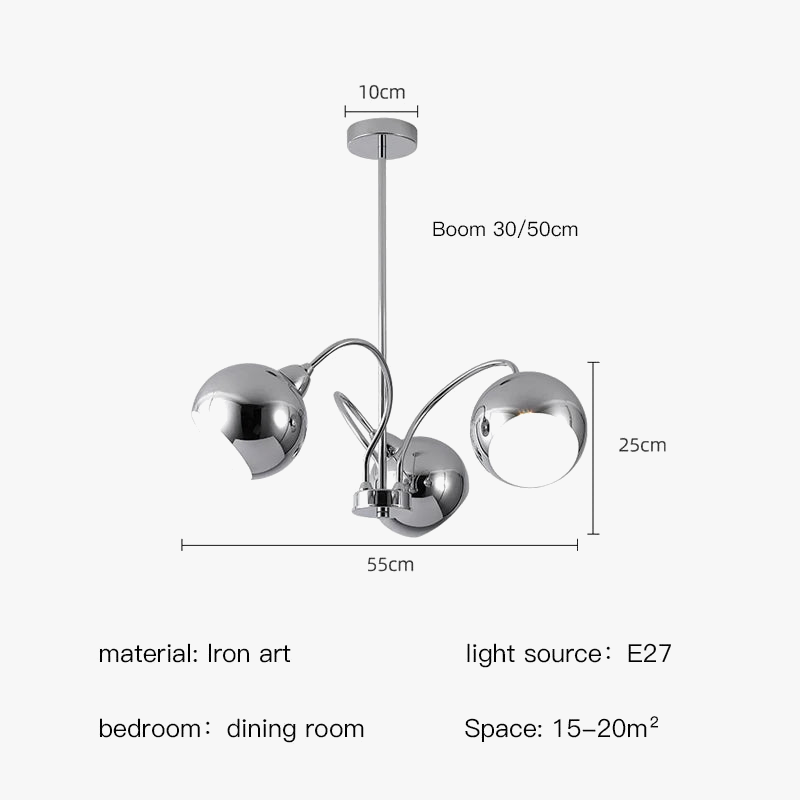 Lustre — Nordique en chrome avec lampes à globe décoratives