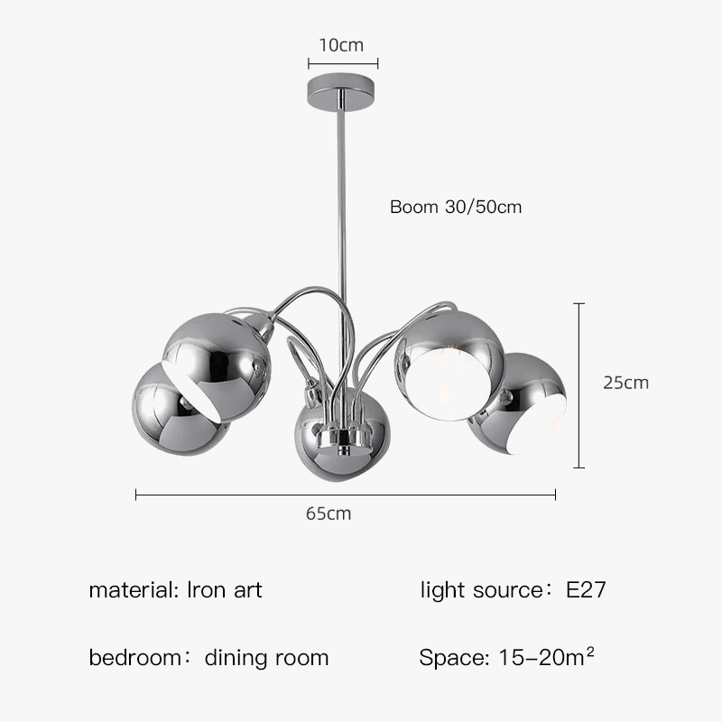 Lustre — Nordique en chrome avec lampes à globe décoratives