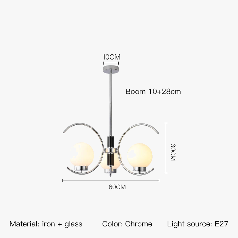 Lustre — Nordique en chrome avec lampes à globe décoratives