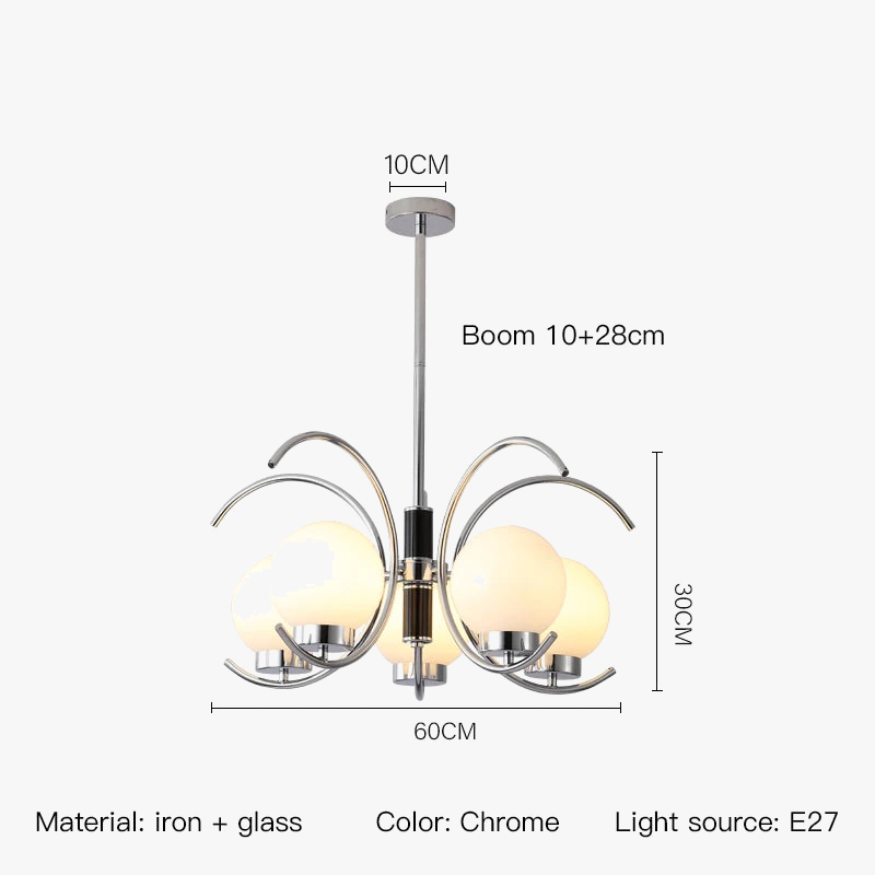Lustre — Nordique en chrome avec lampes à globe décoratives