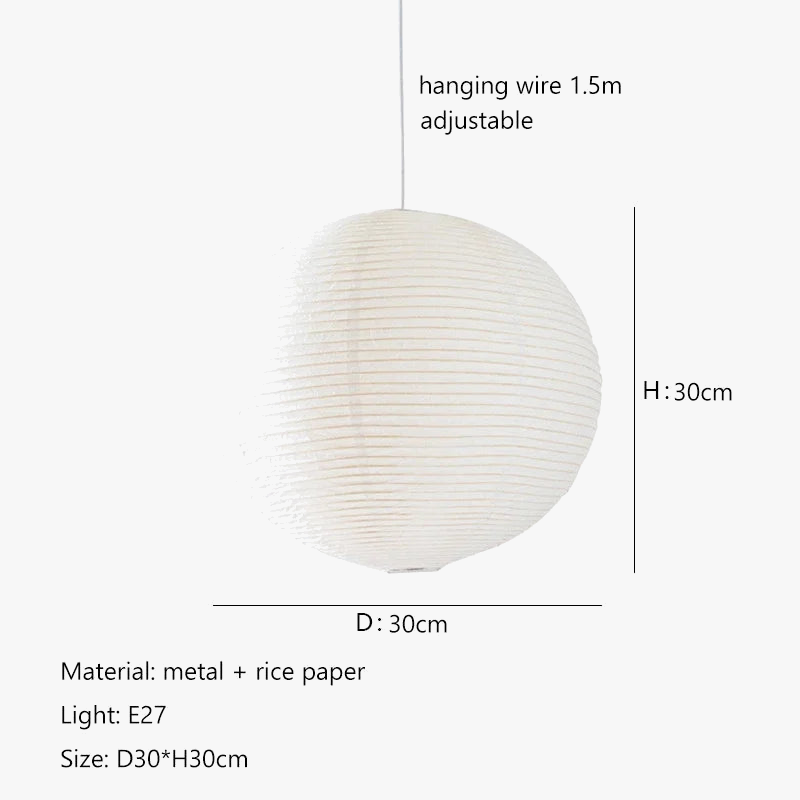 Lustre — Nordique wabi sabi en papier de riz LED rond