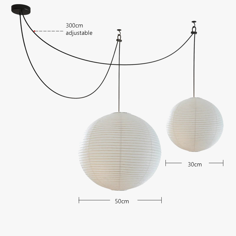 Lustre — Nordique wabi sabi en papier de riz LED rond