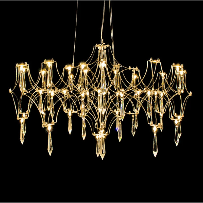Lustre — Post-moderne cube de lumière en cristal acier inoxydable LED