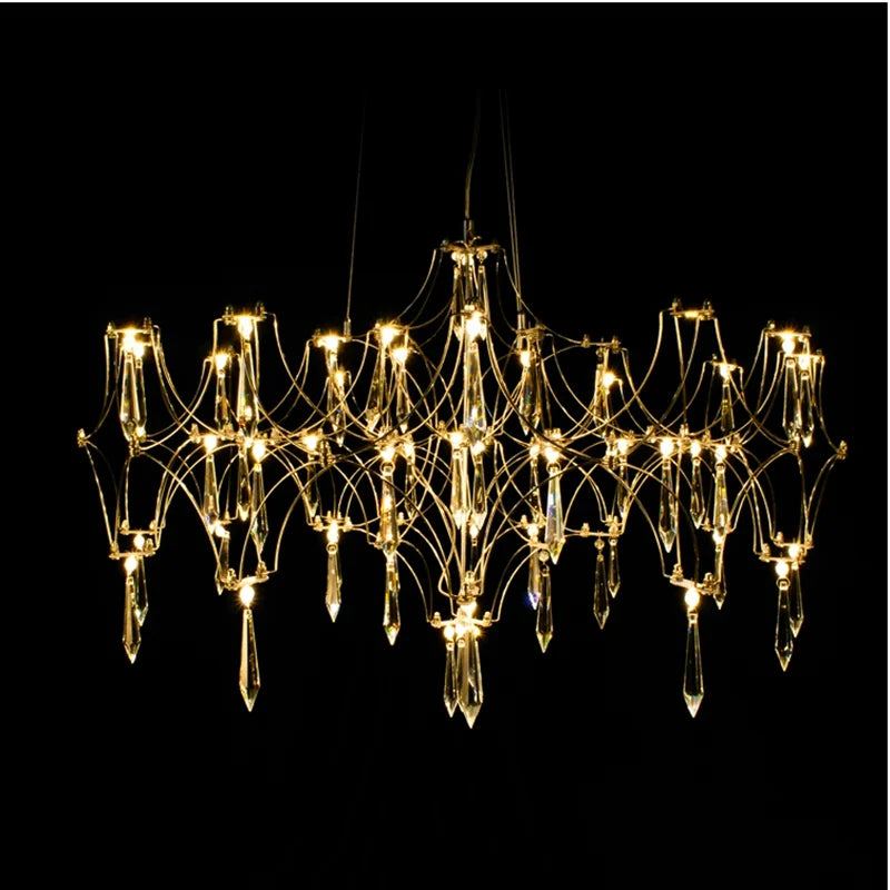 Lustre — Post-moderne cube de lumière en cristal acier inoxydable LED