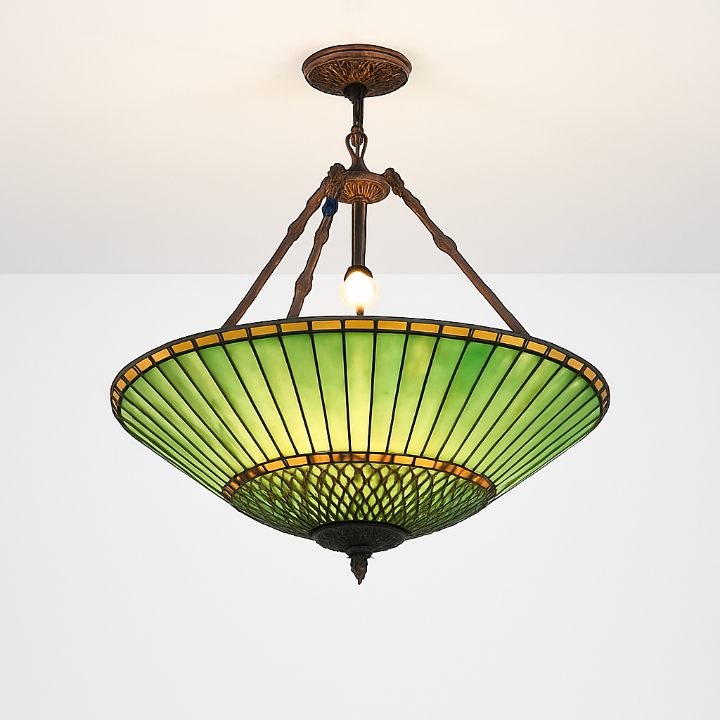 Lustre rétro américain en vitrail style tiffany Astrid Versant en Verre - Reflets Délicats & Élégance Visuelle