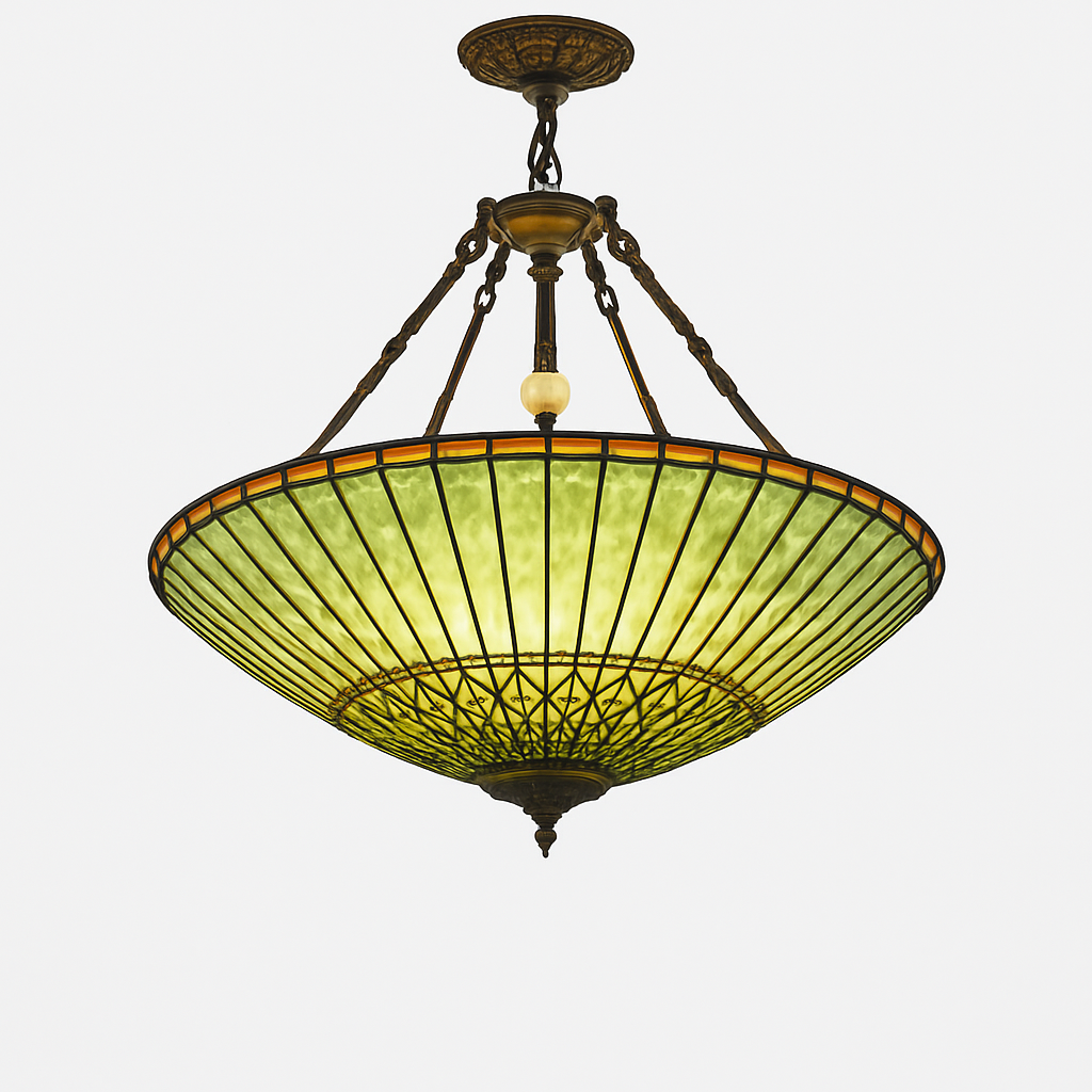 Lustre rétro américain en vitrail style tiffany Astrid Versant en Verre - Reflets Délicats & Élégance Visuelle