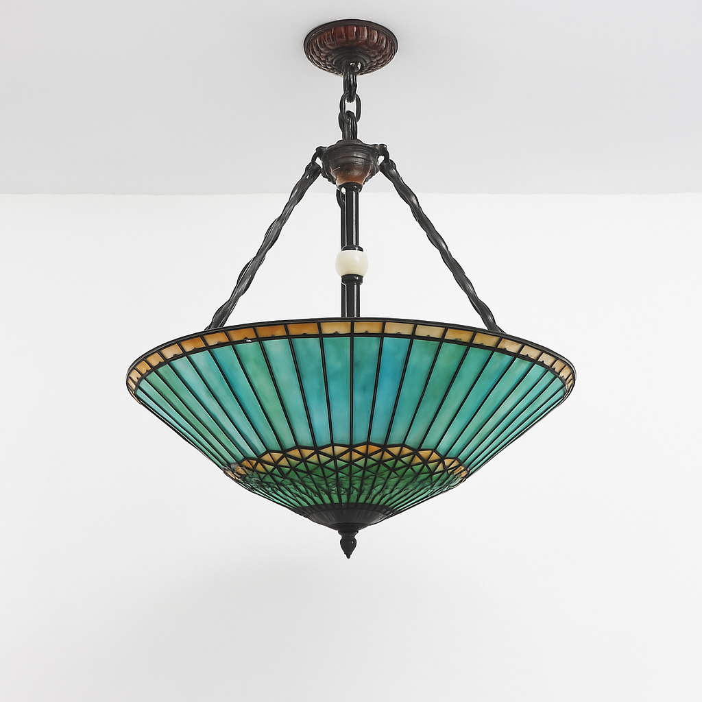 Lustre rétro américain en vitrail style tiffany Astrid Versant en Verre - Reflets Délicats & Élégance Visuelle
