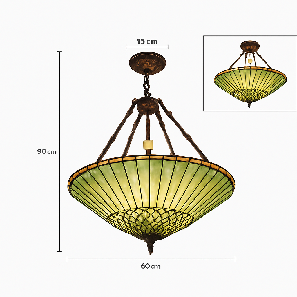 Lustre rétro américain en vitrail style tiffany Astrid Versant en Verre - Reflets Délicats & Élégance Visuelle
