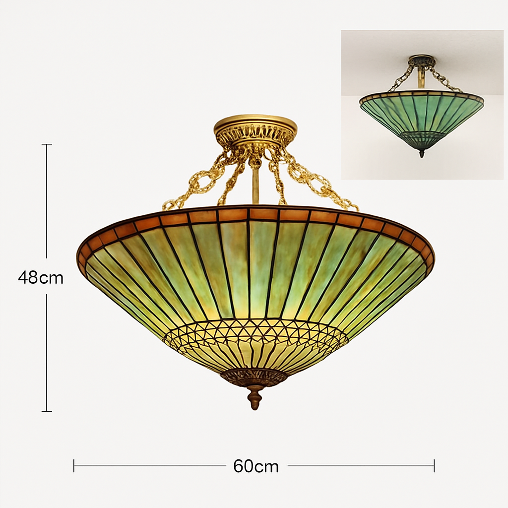Lustre rétro américain en vitrail style tiffany Astrid Versant en Verre - Reflets Délicats & Élégance Visuelle