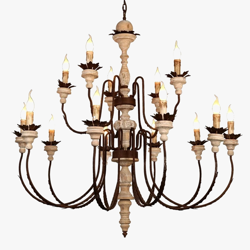 Lustre — Rétro artisanal en bois massif luminaire décoratif suspendu