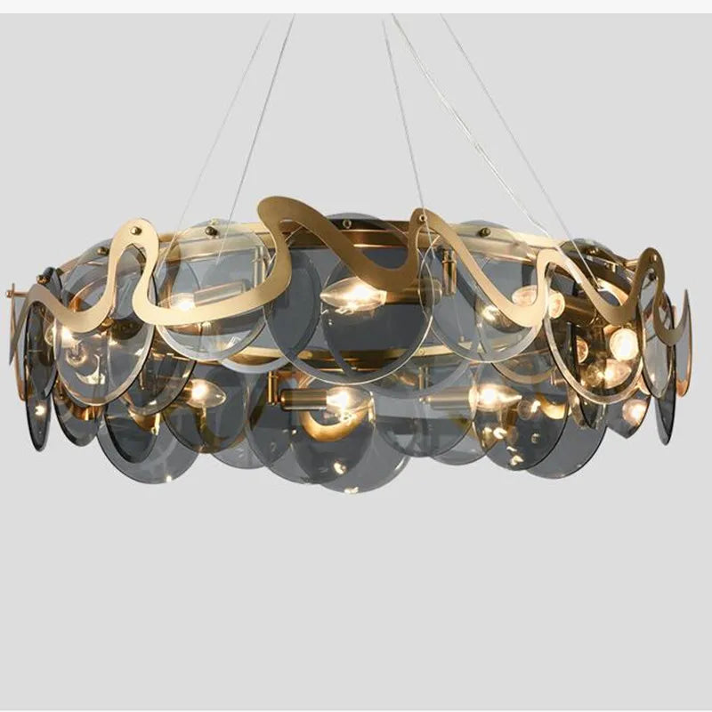 Lustre — Rond en verre et fer pour éclairage intérieur
