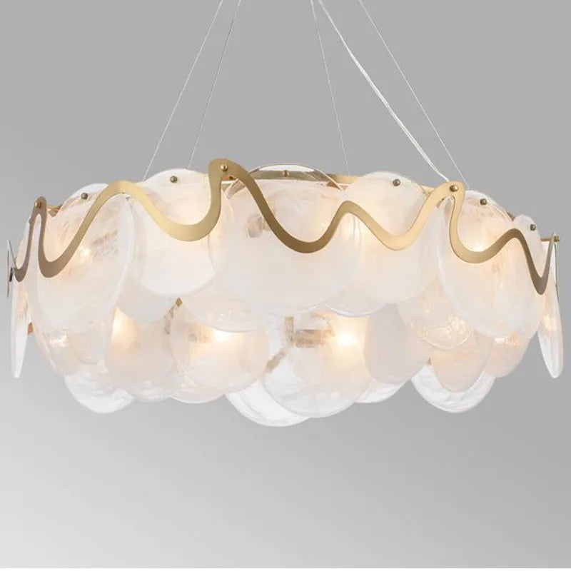 Lustre — Rond en verre et fer pour éclairage intérieur