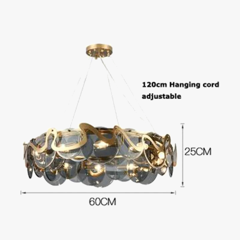 Lustre — Rond en verre et fer pour éclairage intérieur