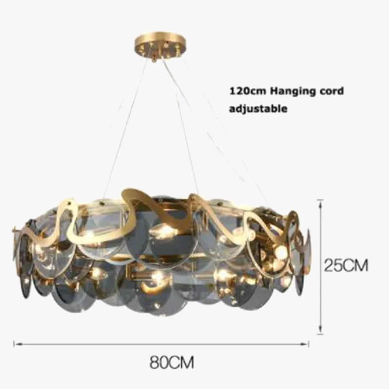 Lustre — Rond en verre et fer pour éclairage intérieur