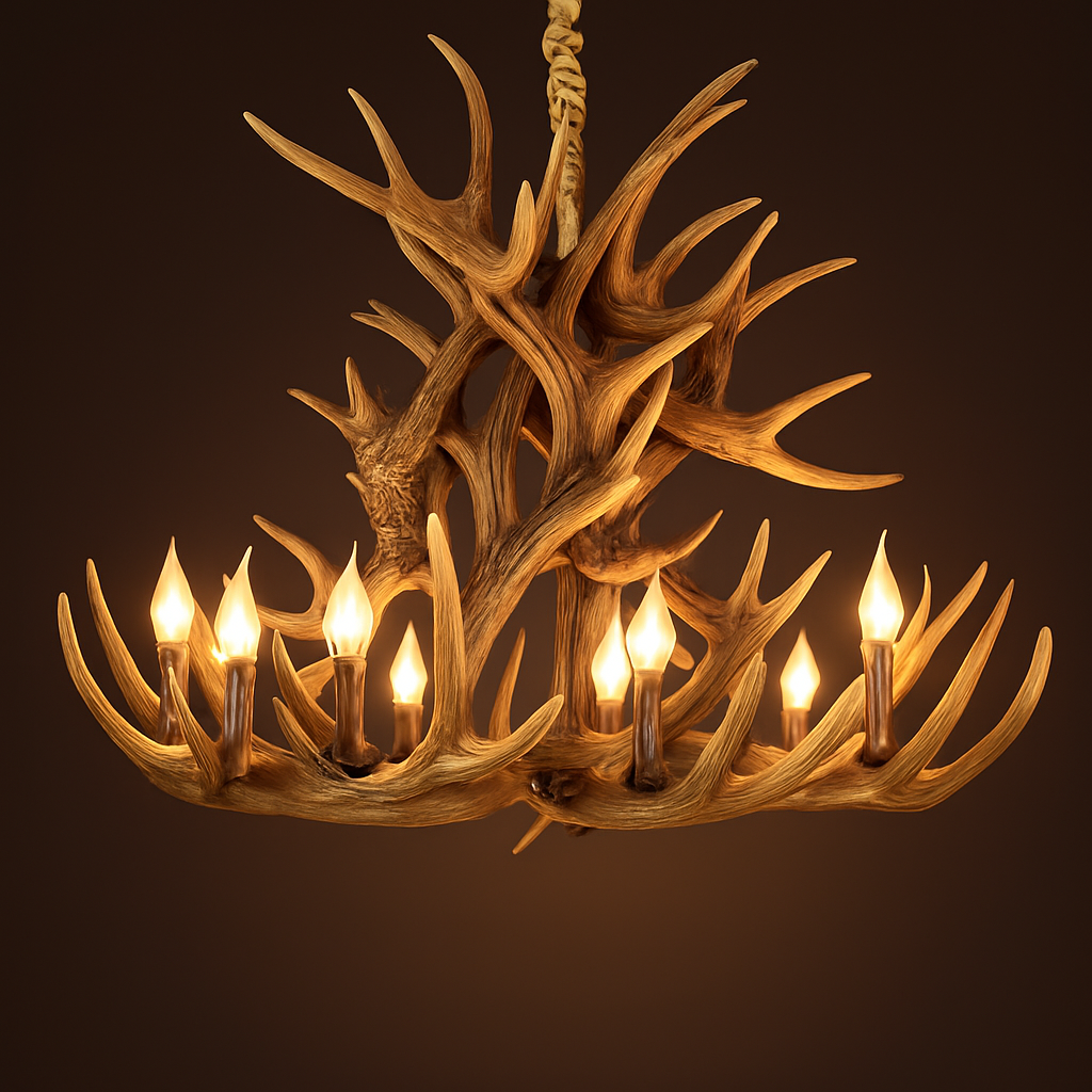 Lustre — Rustique en bois de cerf pour décoration industrielle