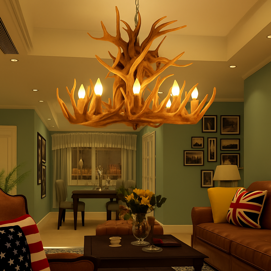 Lustre — Rustique en bois de cerf pour décoration industrielle