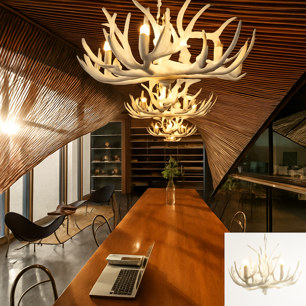 Lustre — Rustique en bois de cerf pour décoration industrielle