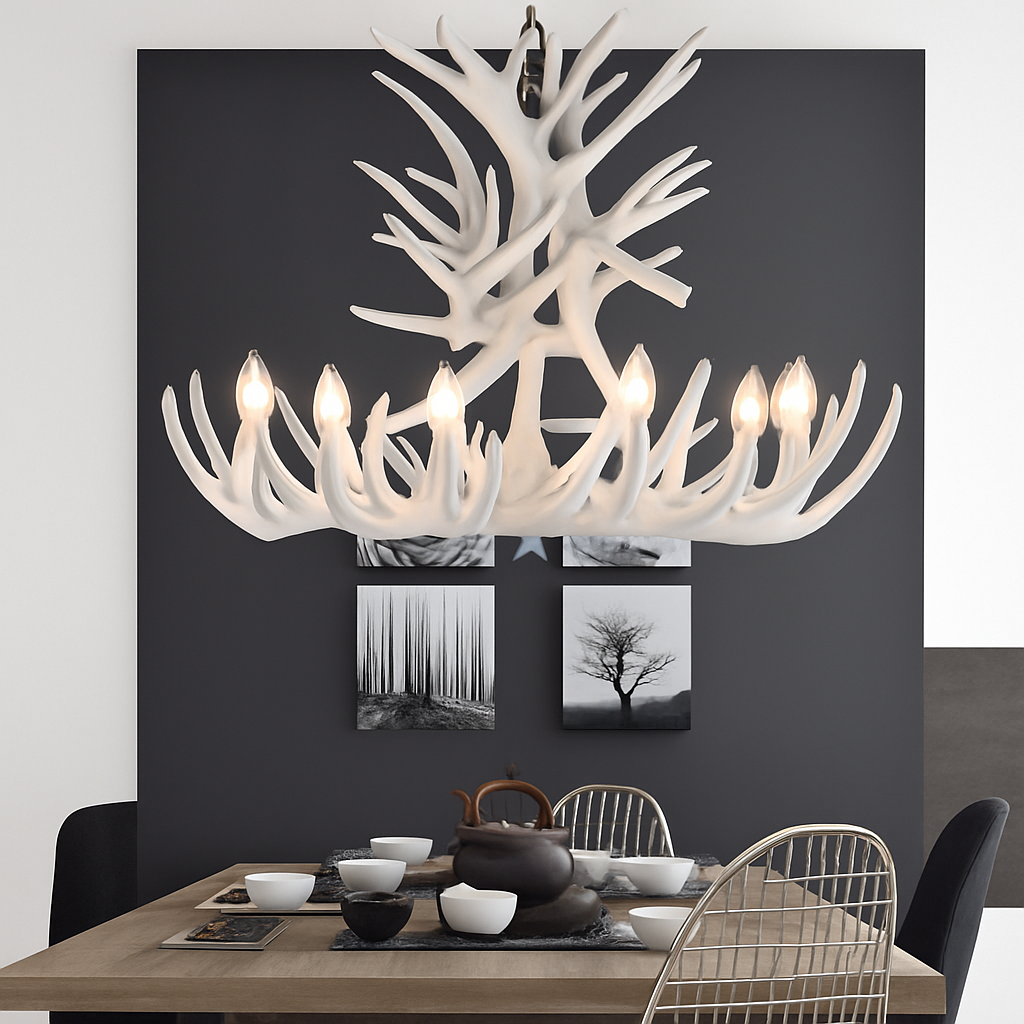 Lustre — Rustique en bois de cerf pour décoration industrielle