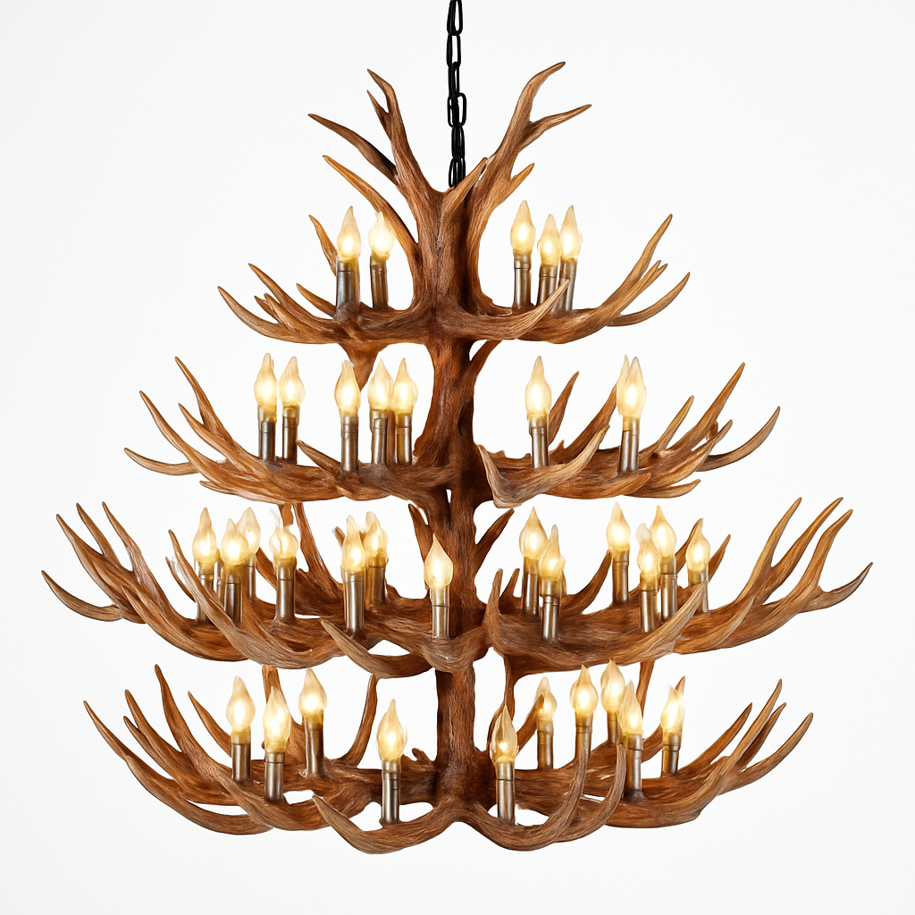 Lustre — Rustique en bois de cerf pour décoration industrielle