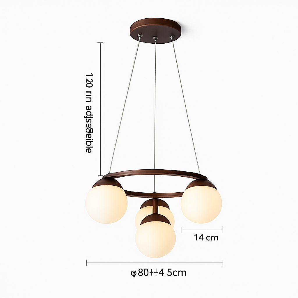 Lustre — Suspendu en bois avec lampe en verre moderne