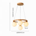 Lustre — Suspendu en bois avec lampe en verre moderne