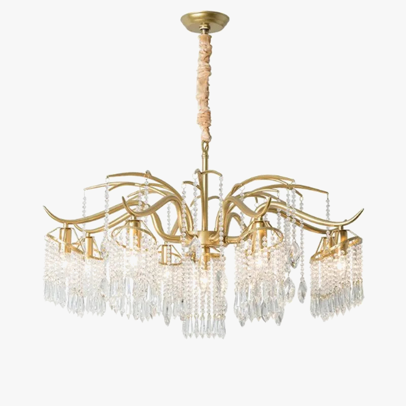 Lustre — Suspendu en cristal et métal doré élégant