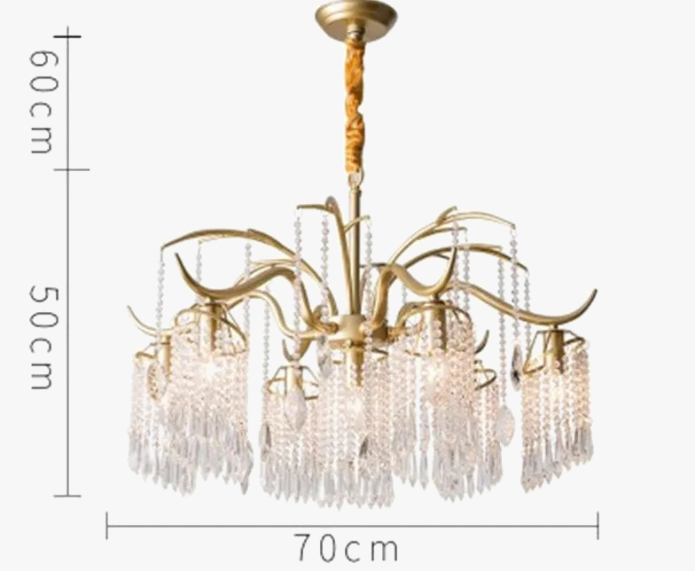 Lustre — Suspendu en cristal et métal doré élégant