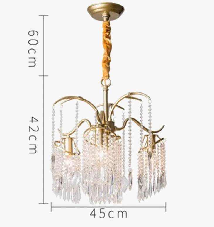 Lustre — Suspendu en cristal et métal doré élégant