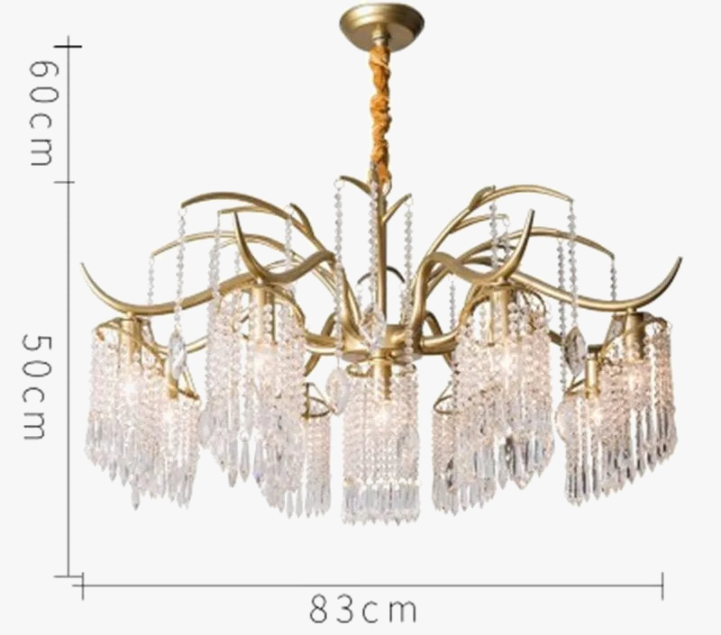 Lustre — Suspendu en cristal et métal doré élégant