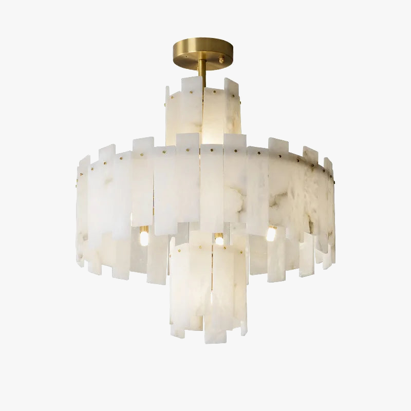 Suspension — Suspension élégant en marbre naturel LED postmoderne pour villa
