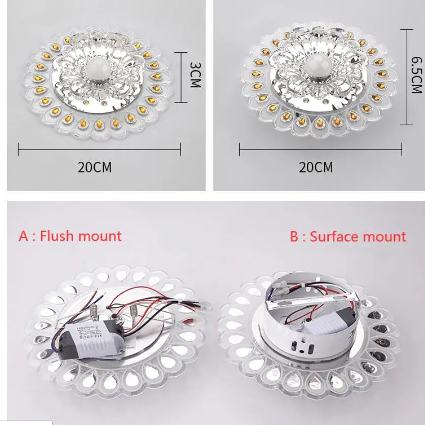 Plafonnier — Moderne Cristal Verre LED Plafonnier Spot Couloir Couloir Allée Porche Plafond Encastré Décor À La Maison Luminaire