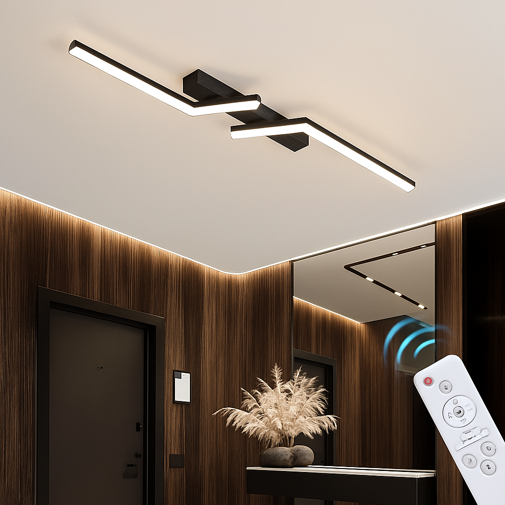 Plafonnier — Moderne LED Ligne Plafonnier moderne Salon Salle À Manger Chambre Principale Étude Luminaire Or Noir Plafonniers Éclairage