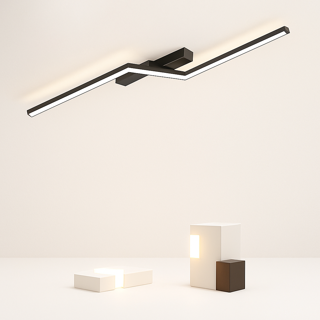 Plafonnier — Moderne LED Ligne Plafonnier moderne Salon Salle À Manger Chambre Principale Étude Luminaire Or Noir Plafonniers Éclairage