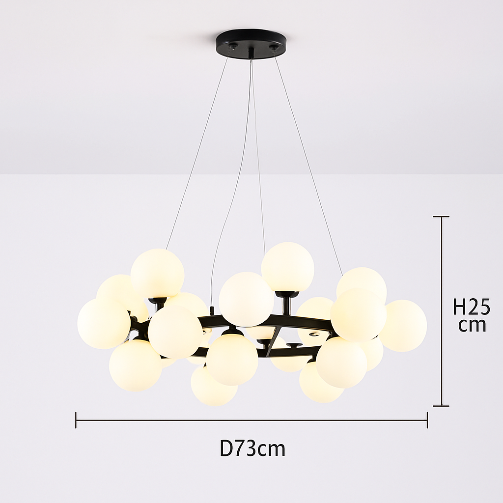 Suspension — Nordique LED ronde lustre boule de verre or noir suspension lampe restaurant cuisine salon anneau décor à la maison luminaires