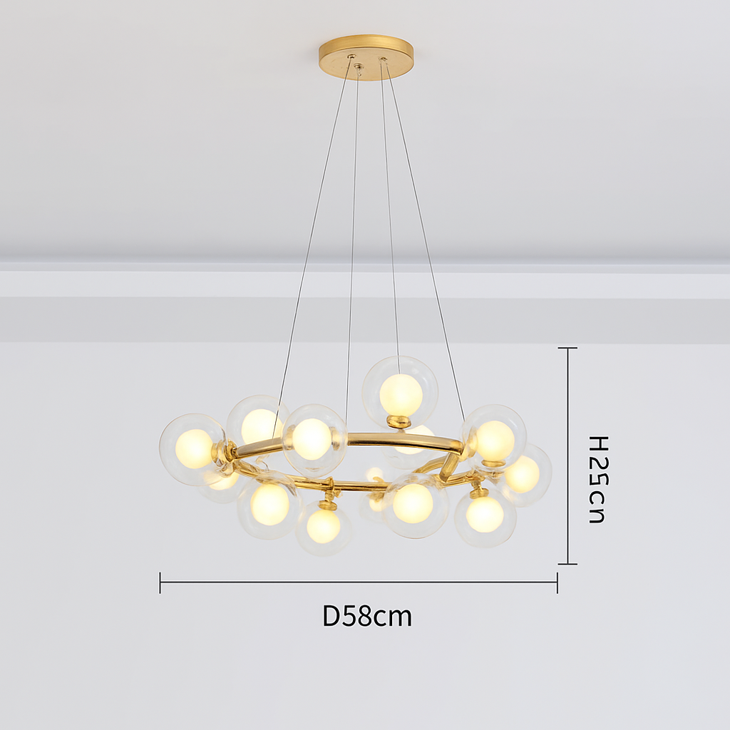 Suspension — Nordique LED ronde lustre boule de verre or noir suspension lampe restaurant cuisine salon anneau décor à la maison luminaires