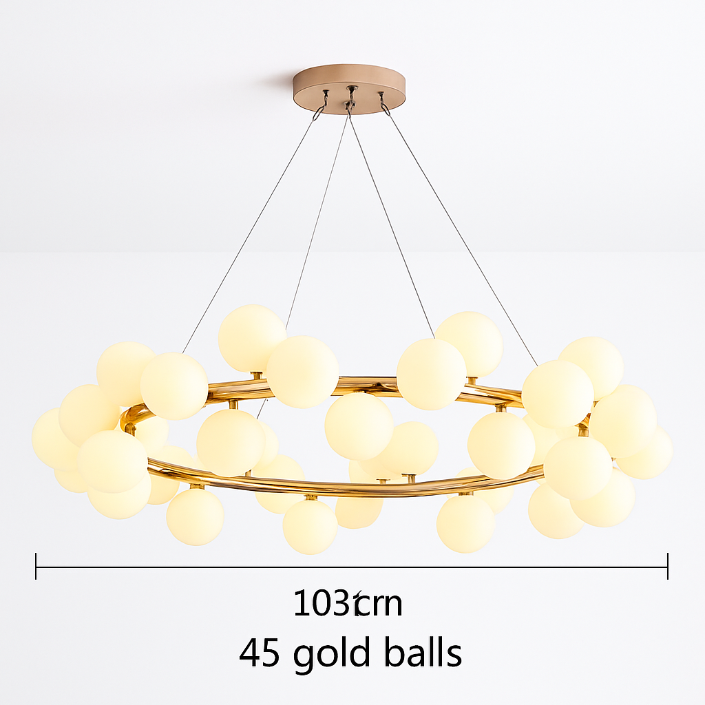 Suspension — Nordique LED ronde lustre boule de verre or noir suspension lampe restaurant cuisine salon anneau décor à la maison luminaires