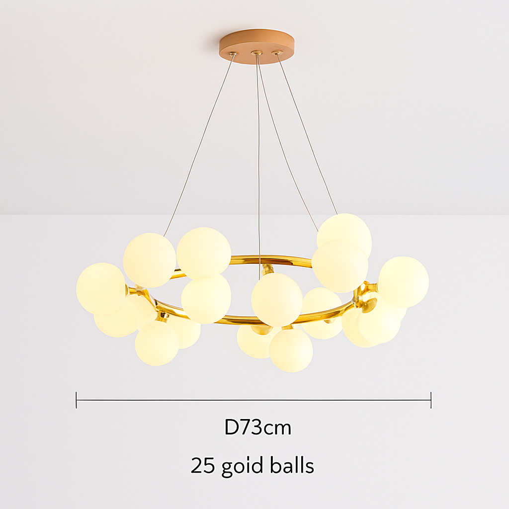 Suspension — Nordique LED ronde lustre boule de verre or noir suspension lampe restaurant cuisine salon anneau décor à la maison luminaires
