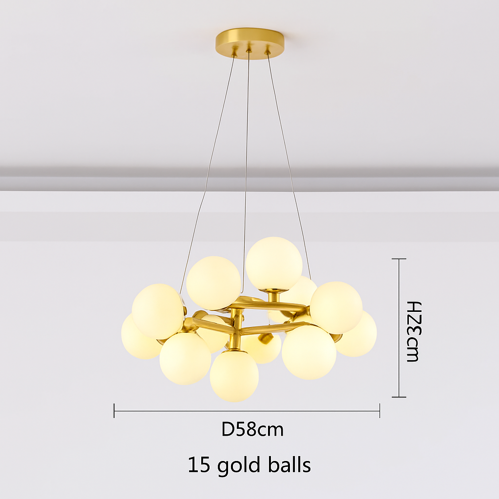Suspension — Nordique LED ronde lustre boule de verre or noir suspension lampe restaurant cuisine salon anneau décor à la maison luminaires
