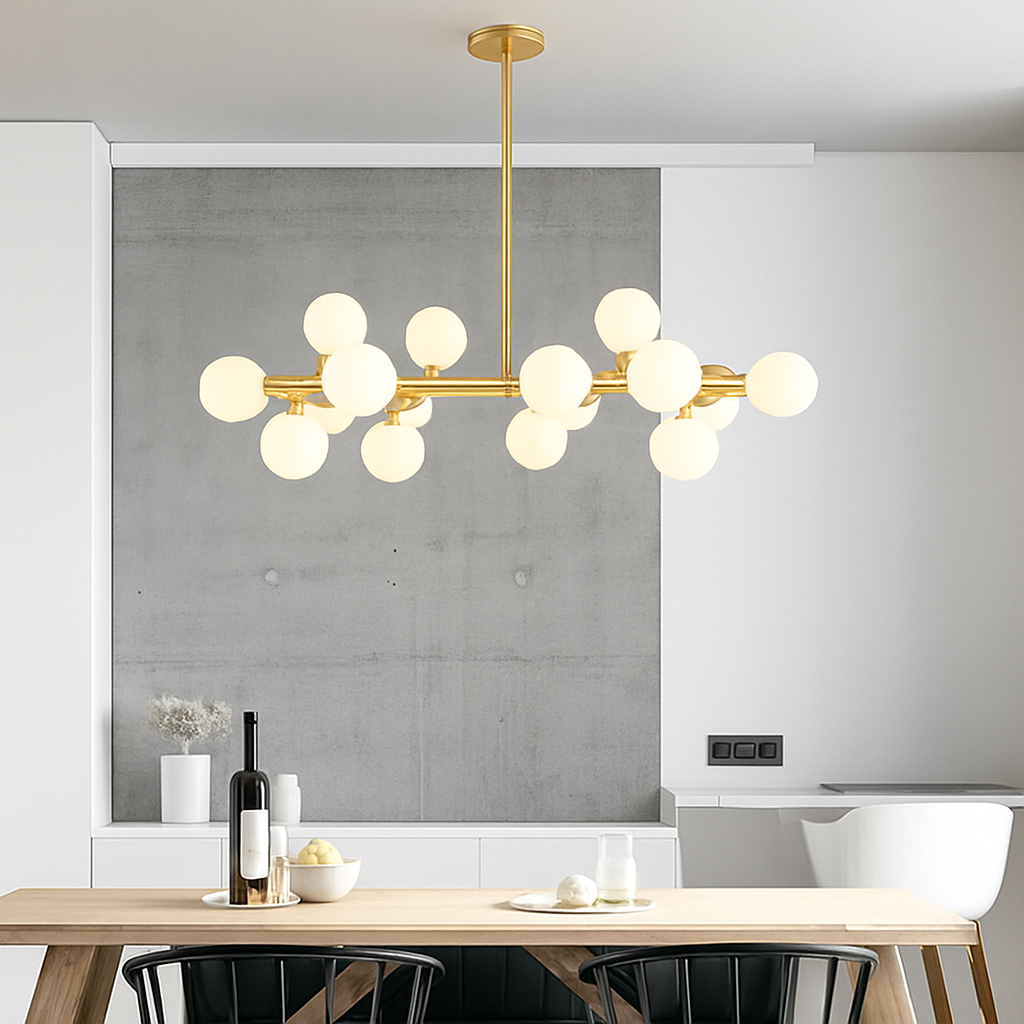 Suspension — Nordique LED ronde lustre boule de verre or noir suspension lampe restaurant cuisine salon anneau décor à la maison luminaires